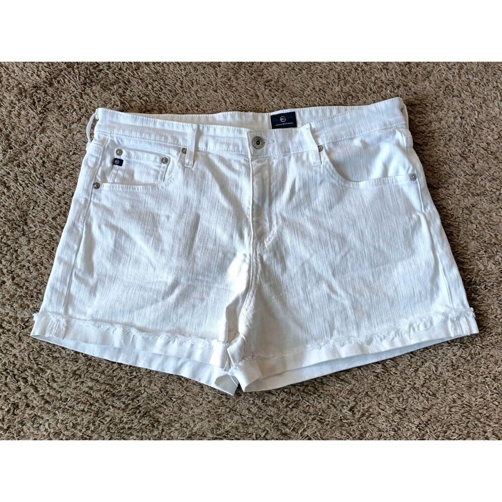 AG Adriano Goldschmied The Hailey Ex-Boyfriend Shorts Size 32 White Denim